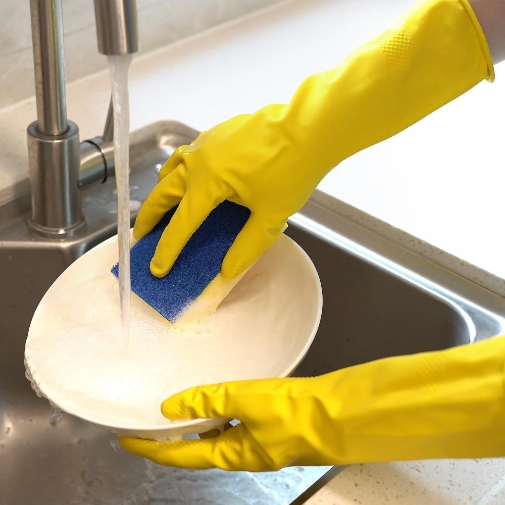 4 Pairs Rubber Kitchen Dishwashing Gloves – Colorful Reusable Household Cleaning
