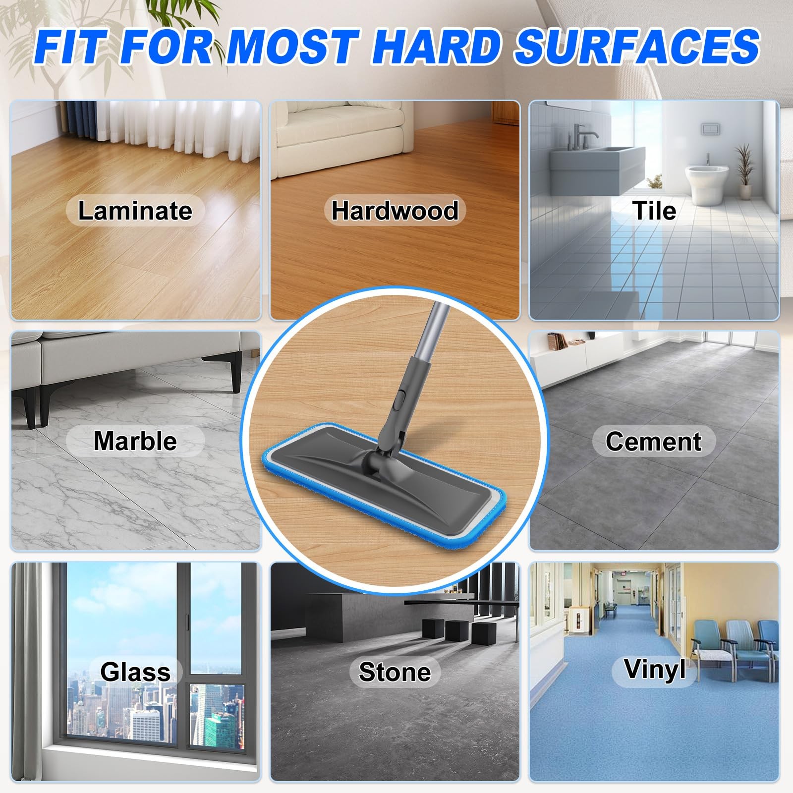 BPAWA Microfiber Mops for Floor Cleaning Flat Mop for Hardwood Tile Wood 4