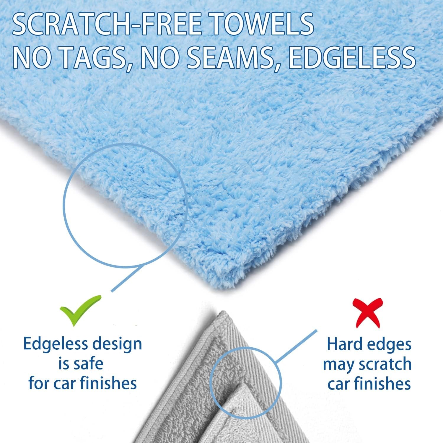 CARCAREZ Microfiber Towels for Cars, Car Drying Wash Detailing Buffing Polishing