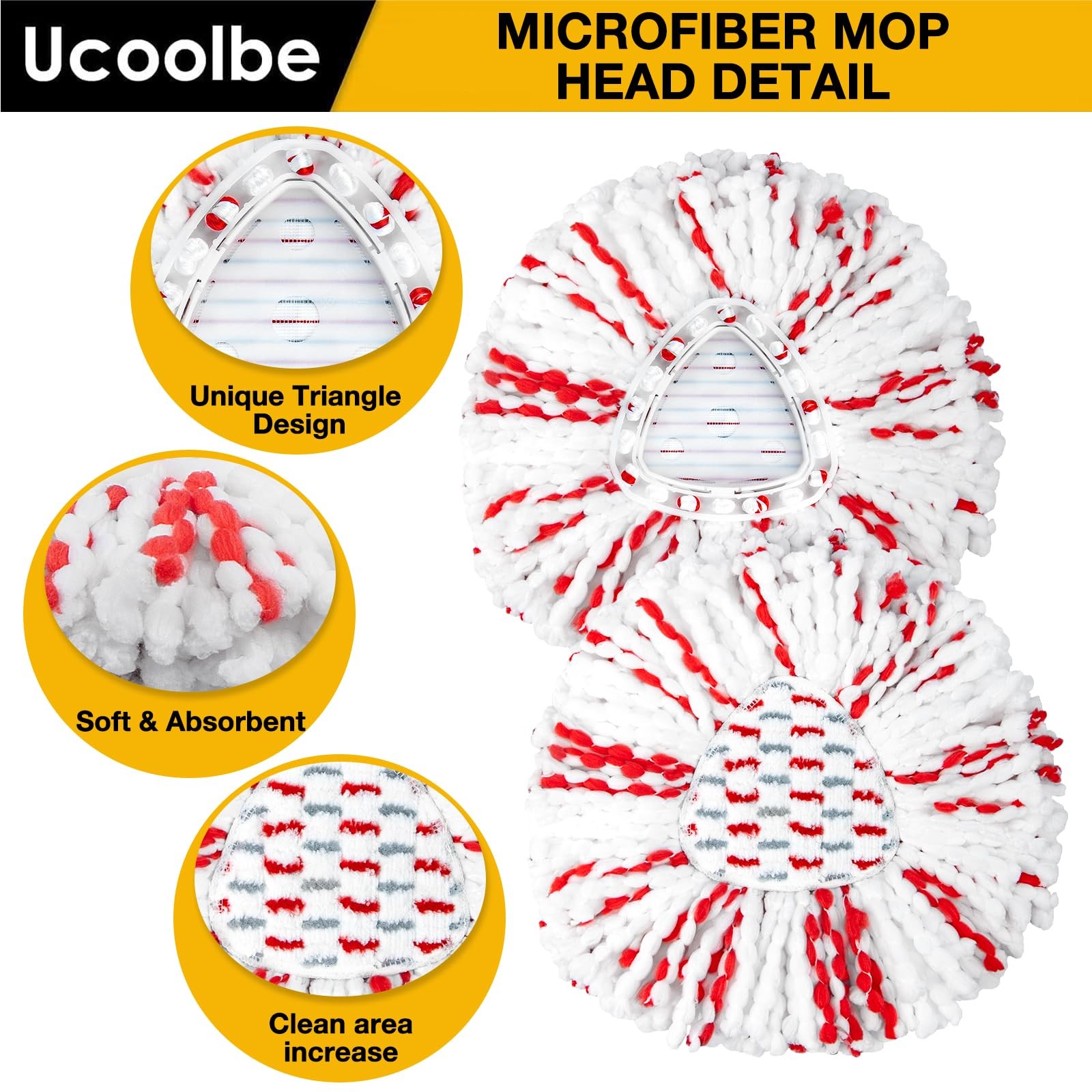 Upgraded mop Refill for O Cedar, 3 Pack Spin mop Heads Replacements Compatibl