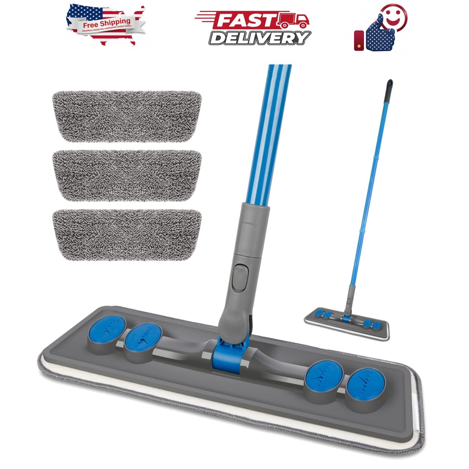 Microfibre Floor Mop for Cleaning Floors, Flat Mop for Laminate Wooden Vinyl …