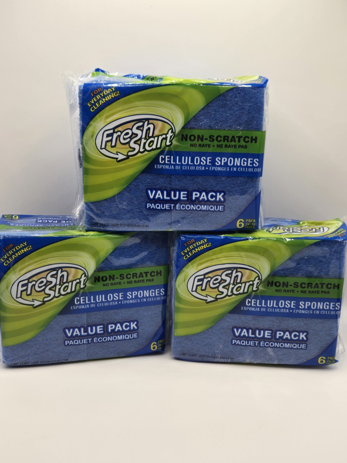 Fresh Start Non-Scratch Cellulose Sponge Scrubbies -6 Count – 3 Packs (18 total)