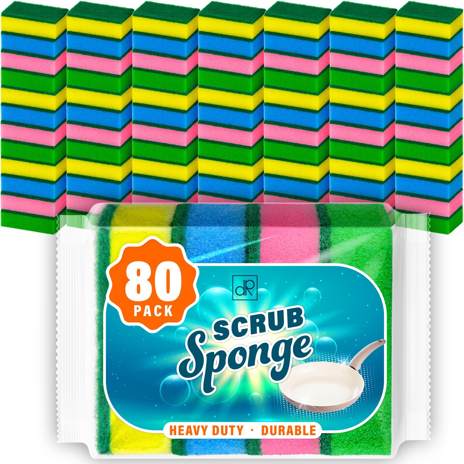 80 Kitchen Sponges, Heavy Duty Dish Sponges, Household Cleaning, Bathroom, Ca…