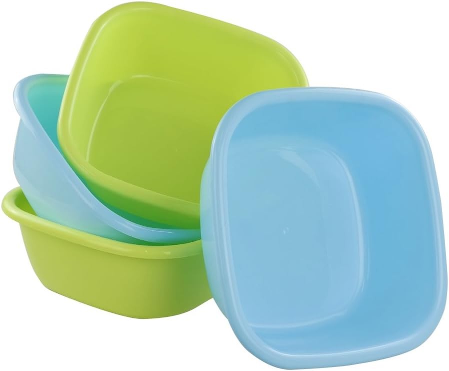 8 Quart Plastic Small Wash Basins, 4-Pack
