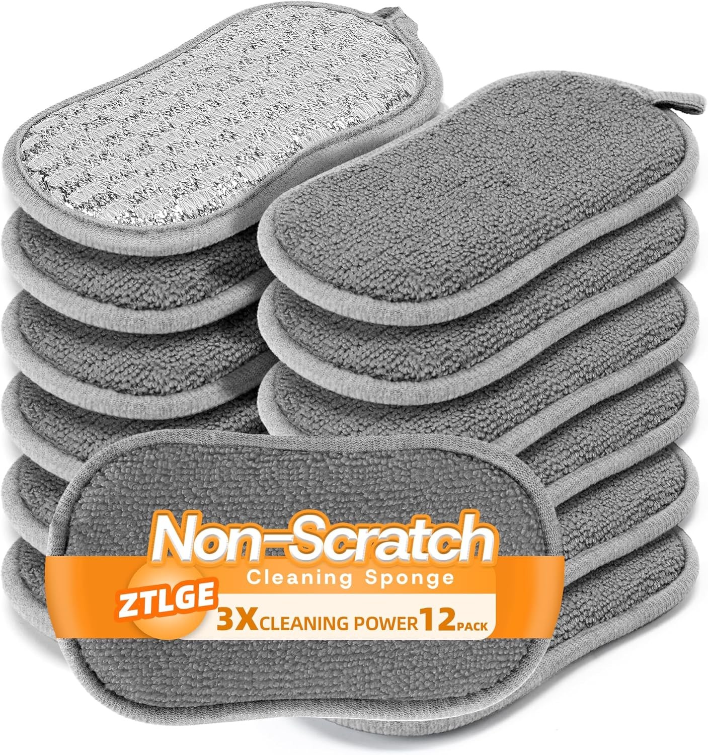 Multi-Purpose Scrub Kitchen Sponges – 12 Pack Dish Sponge Dual-Sided Non-Scratch
