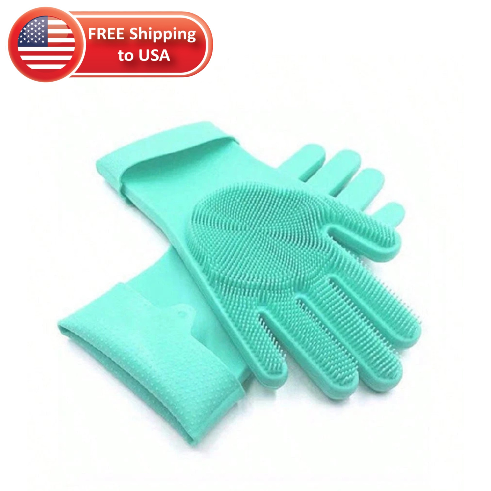 1Pair Dishwashing Gloves Waterproof Silicone Cleaning Scrubber Kitchen Tools USA