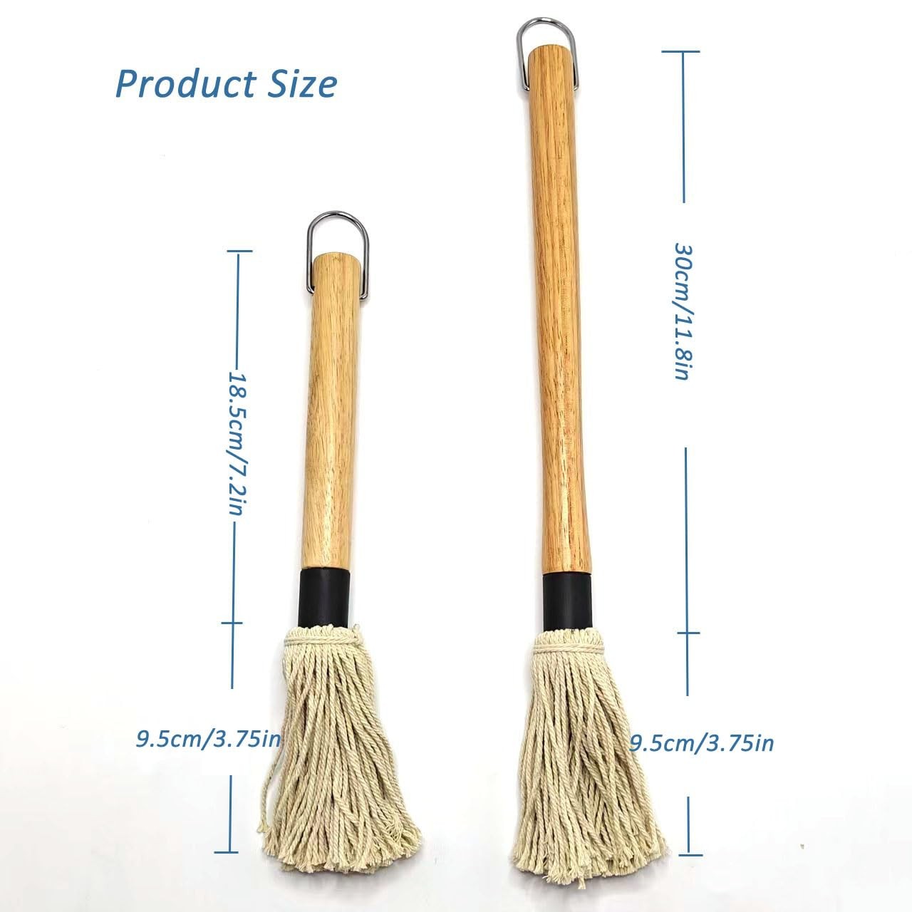 Basting Mops Brush Set for BBQ Grilling 15.5″, 2 Handles+6 heads+1 brush