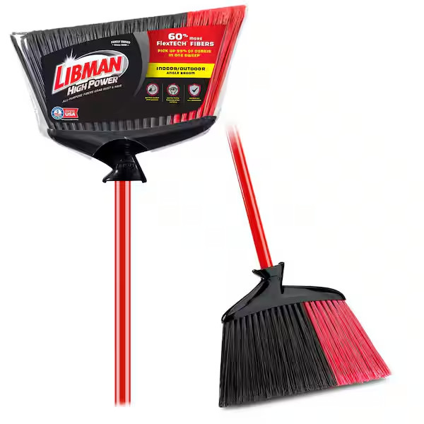 Libman Angle Broom 14 in Extra-Large Indoor Outdoor w/ Strong Thick Steel Handle