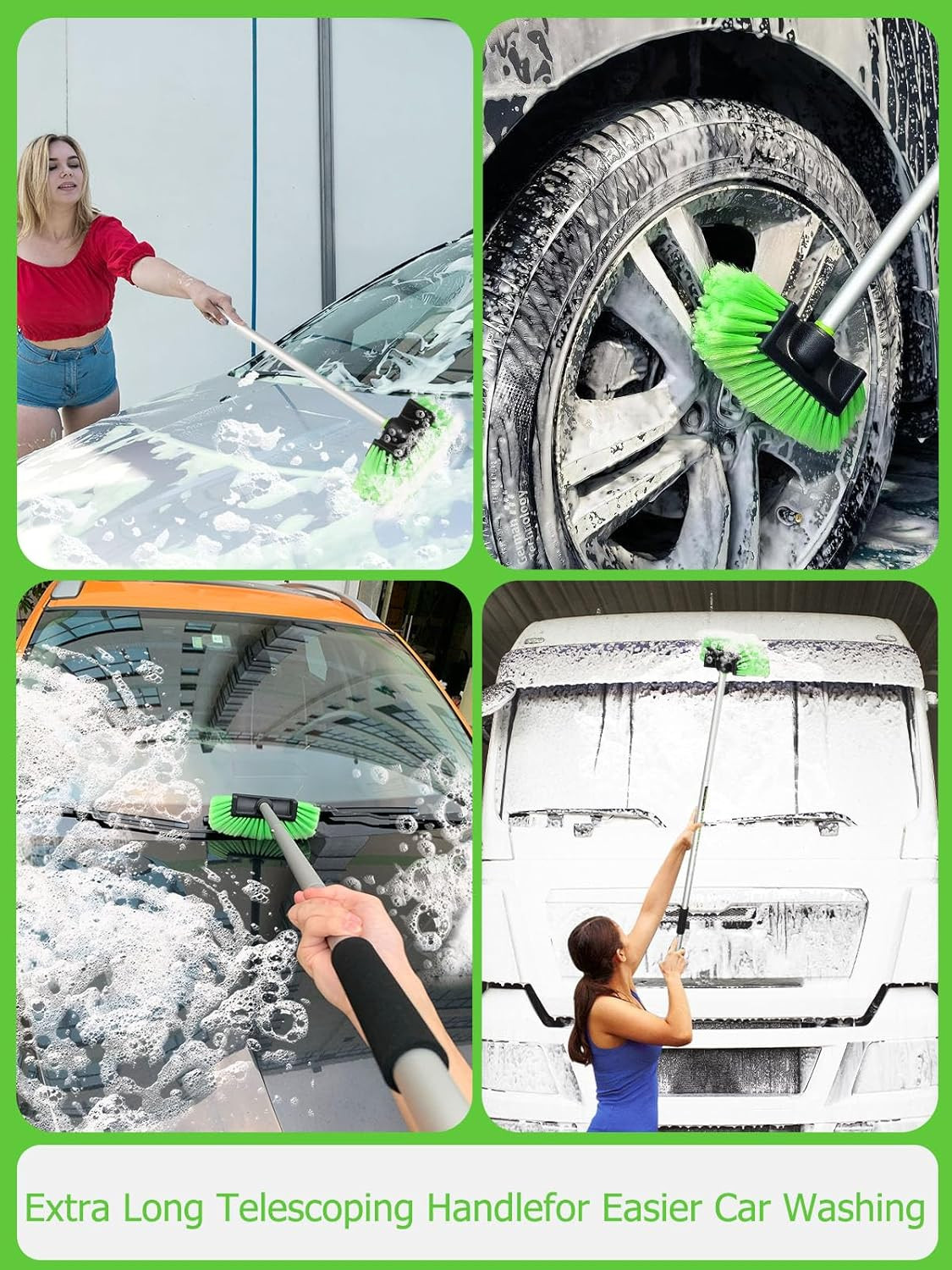 5-Sided Car Wash Brush with Extendable Handle for Cars, Trucks, Boats & More