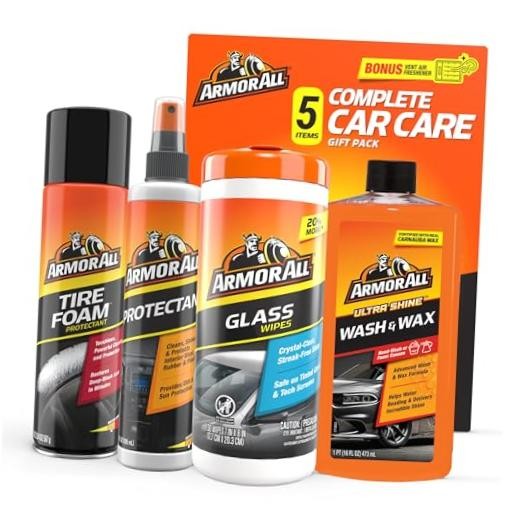 Car Cleaning Kit, Glass Wipes, Protectant, Wash & Complete Car Care Kit 5pc