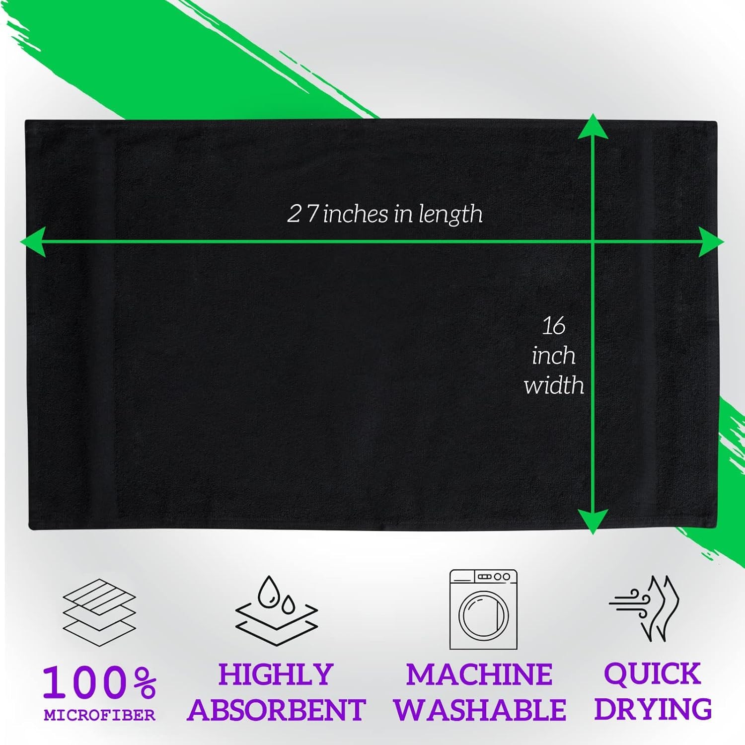 Black Microfiber Bleach Safe Towel Bulk Sets, Premium Spa Quality, Super Soft