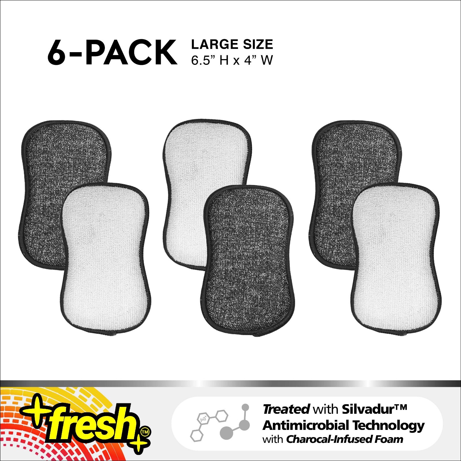 Tuff-Scrub Fresh™ Antimicrobial Charcoal Scrub ‘N’ Wipe Pads, Fresh New 6 Pads
