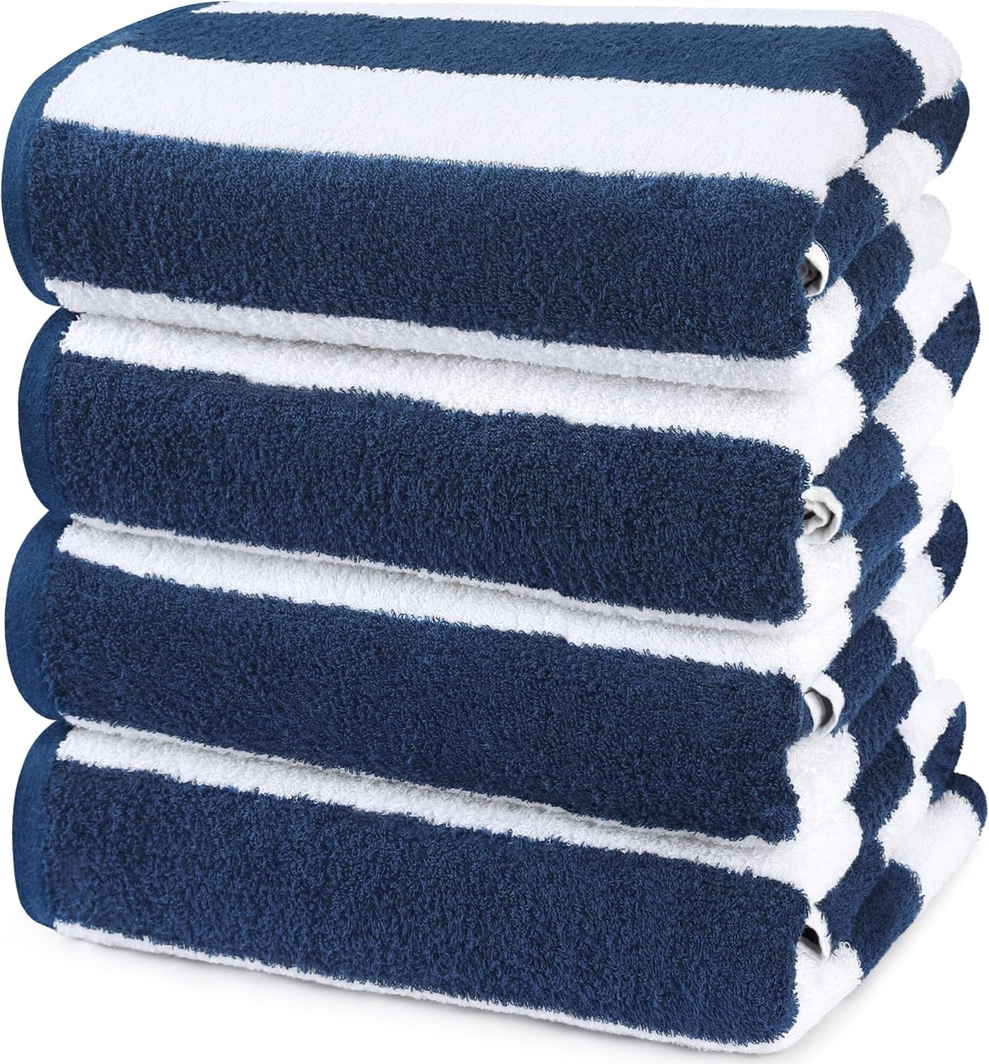 Pack of 4 Cabana Beach Towels, Oversized 30 x 60 Inches Cotton Beach Towel Set,