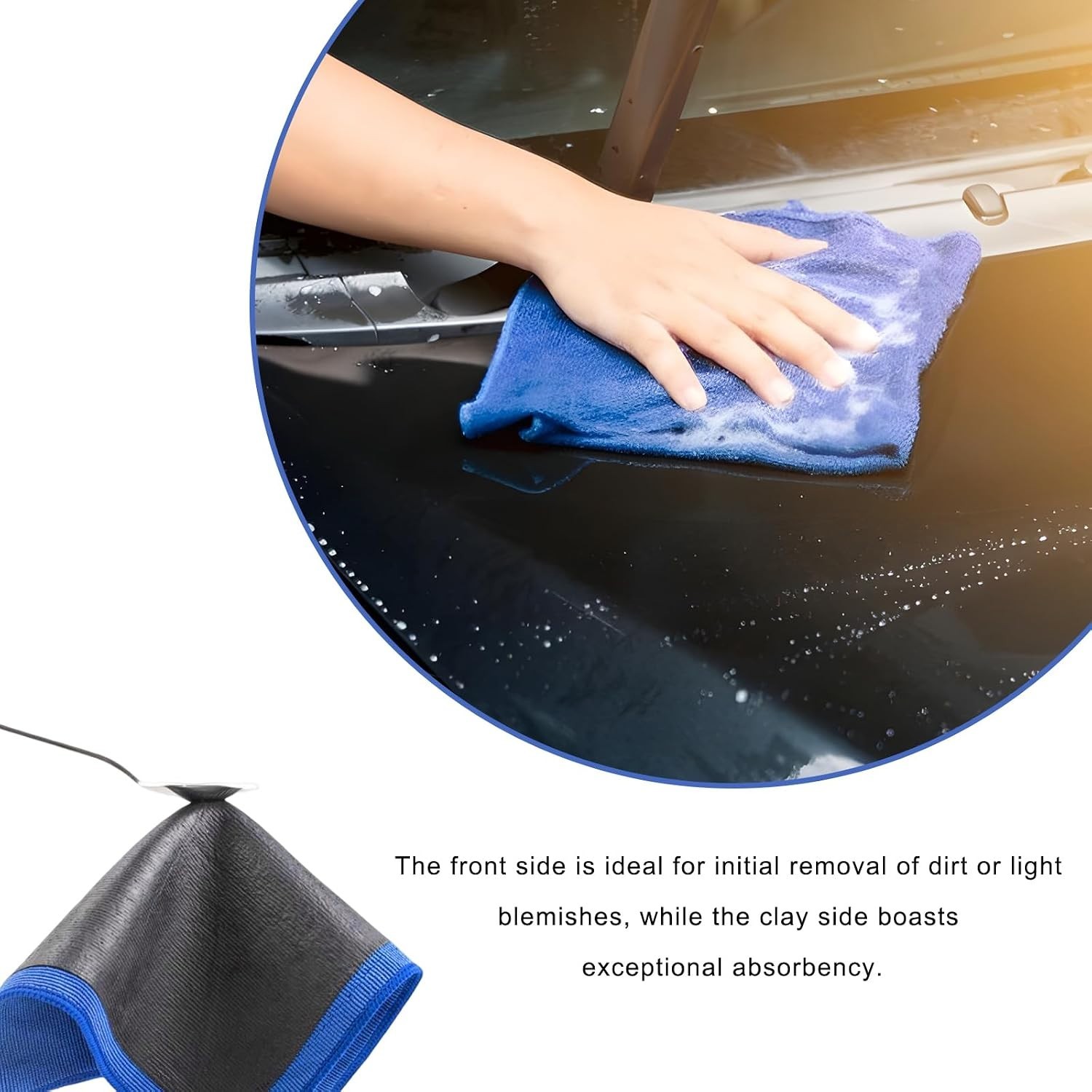 Clay Bar Detailing Towel, 2 Pc, 12 x 12 Inch, Microfiber Clay Cloth