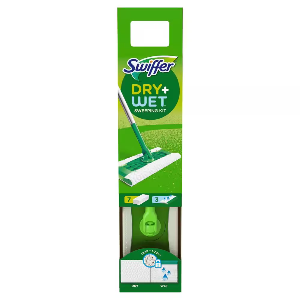 Swiffer Sweeper 2-in-1, Dry and Wet, Floor Cleaner Includes 1 Mop + 10 Refills