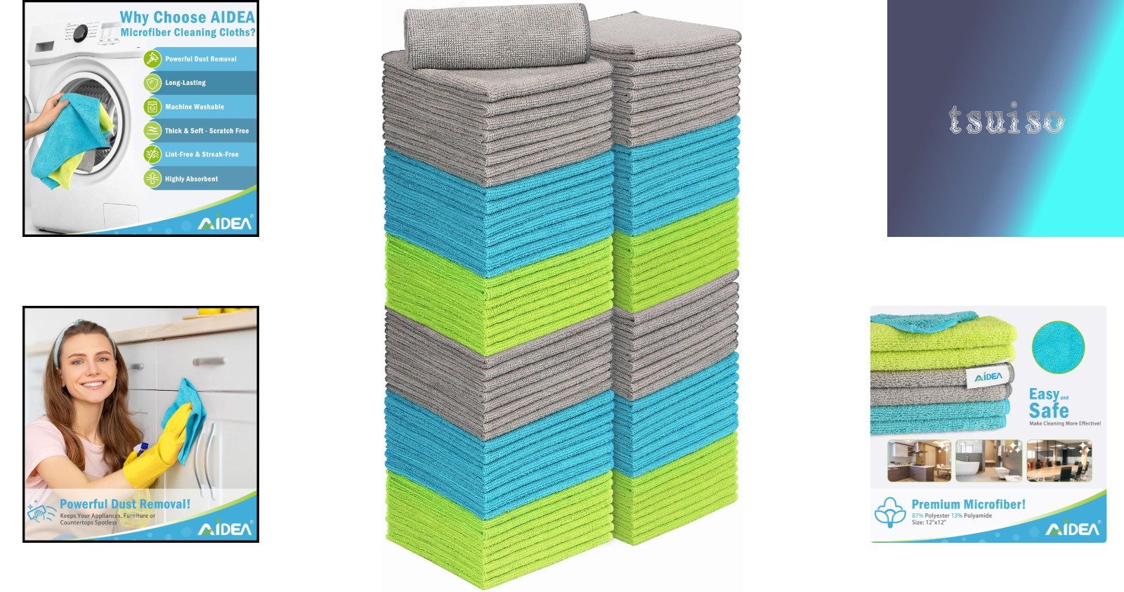 100PK Ultra-Soft 12″x12″ Microfiber Cleaning Cloths – Lint-Free & Streak-Free