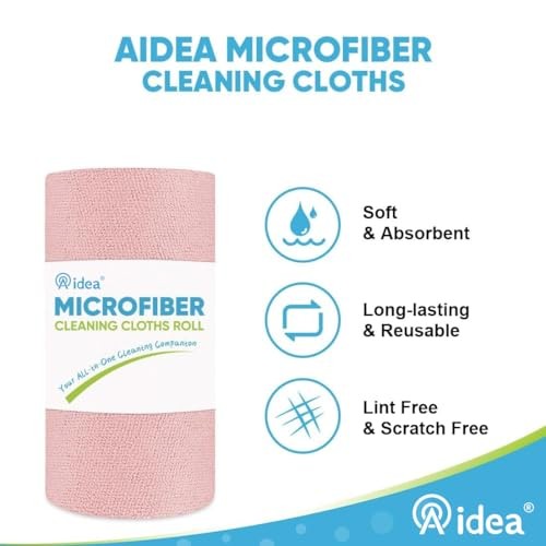 Microfiber Cleaning Cloth 330 Sheets 6 Roll, 55 Count (Pack of 6) Pink