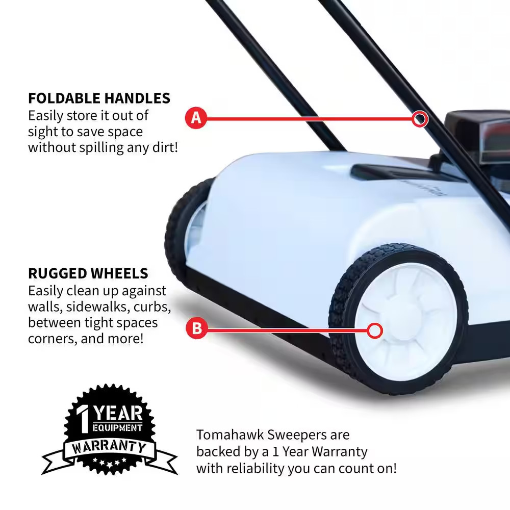 22 In. W Battery Powered Electric Floor Sweeper with Double Brush System, 18V Li