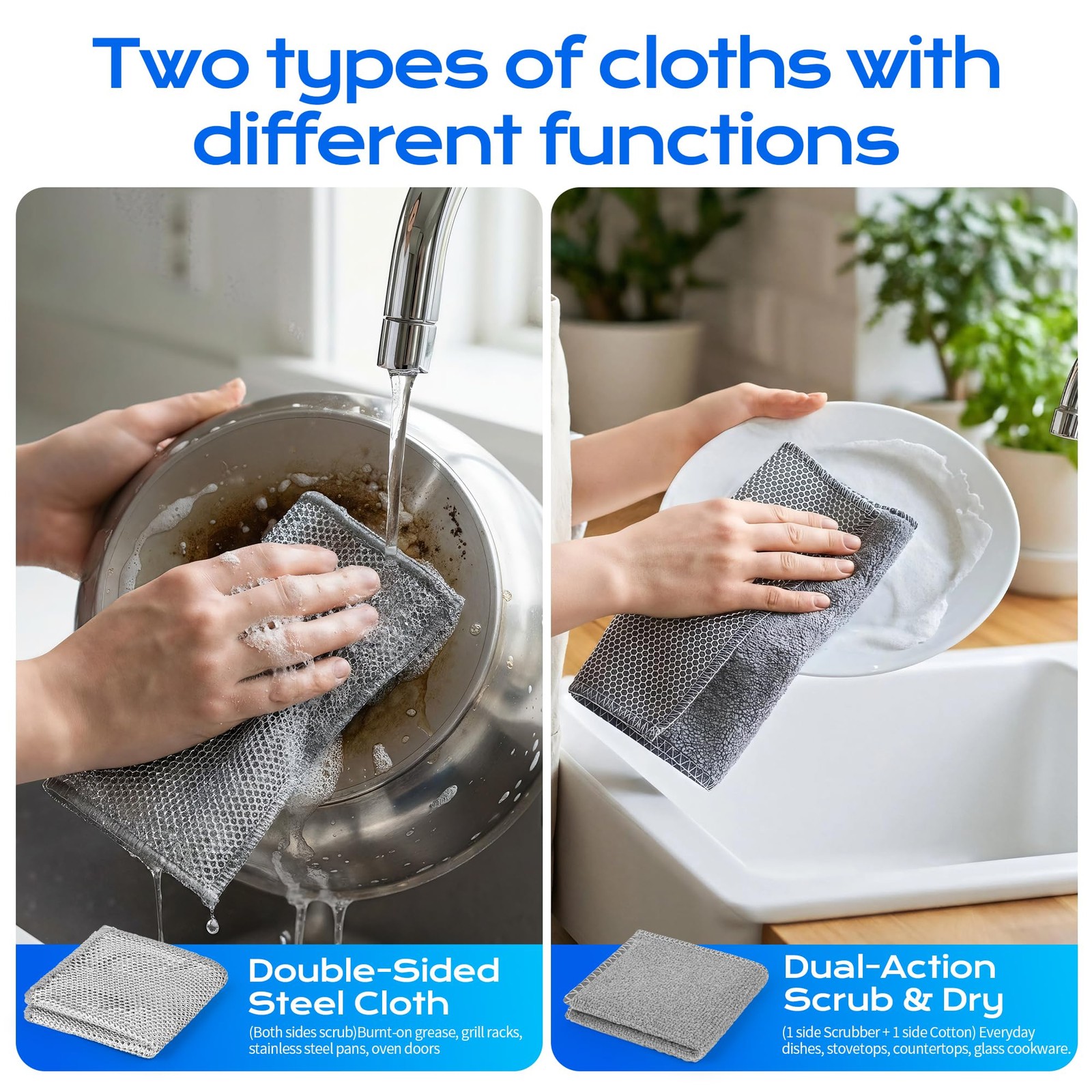 Solara Lux Scrub Cloths,Dual Action Scrubber Pads with Soft Cotton Cloth Back…