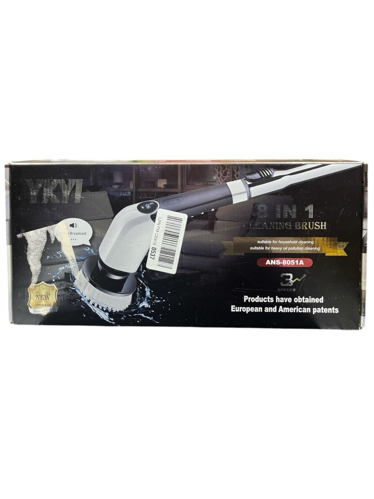 YKYI 8‑in‑1 Electric Spin Scrubber ANS‑8051A – New Open Box – 3 Speeds