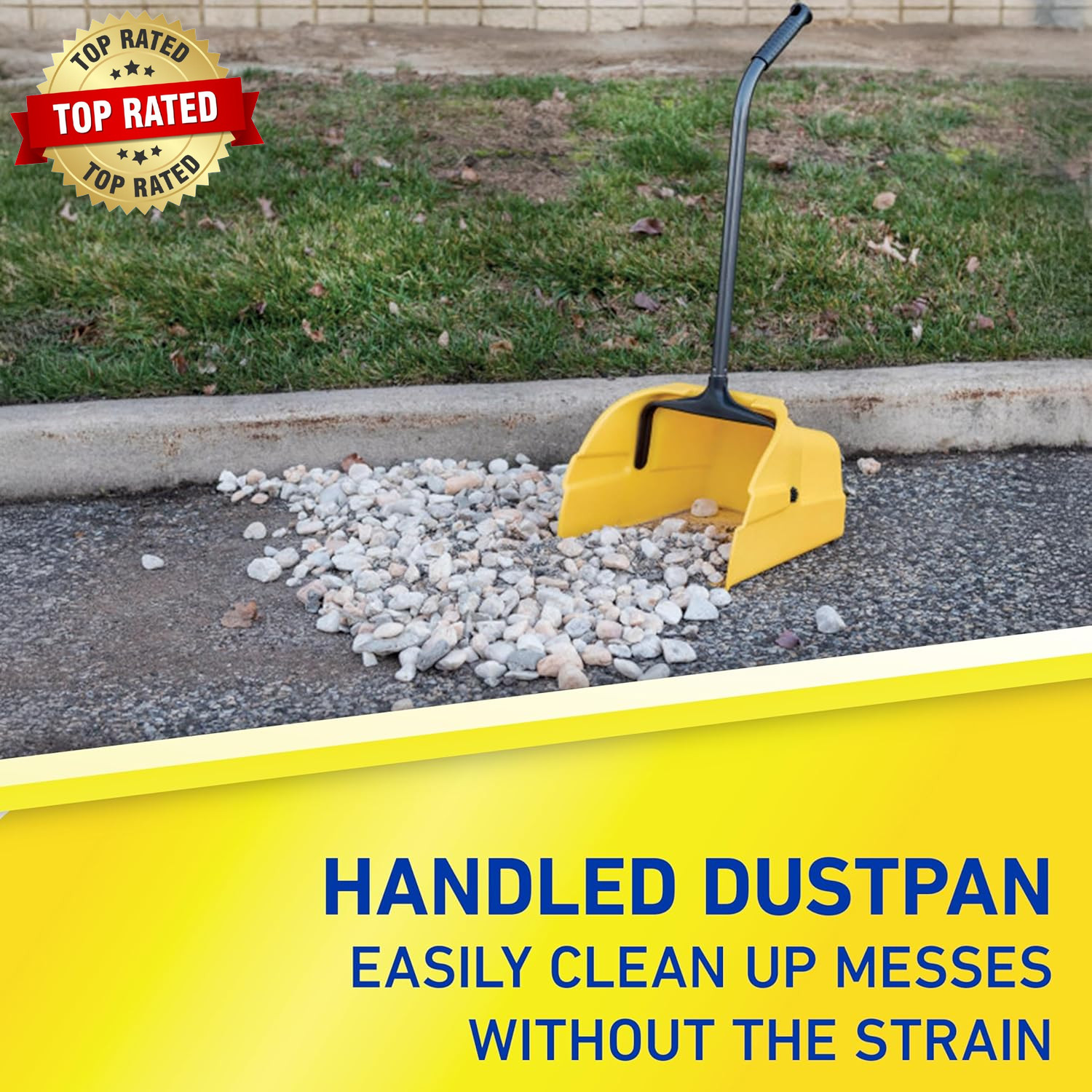 Debris Dustpan with Handle, Jumbo Debris Pan, Trash Collection for Industrial/Pr