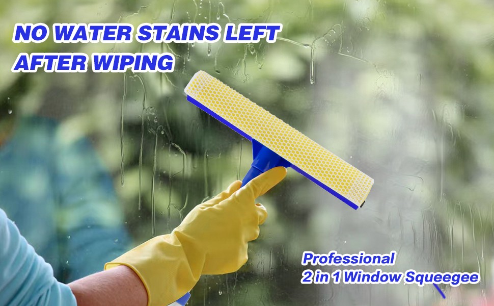 15.9″ Window Squeegee for Car,2 in 1 Squeegee Window Cleaner with Long Stainless