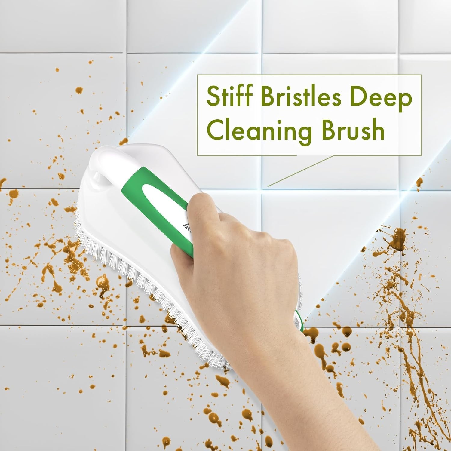 Scrub Brush for Cleaning Comfort Grip Shower Scrubber Stiff Bristles with Han…