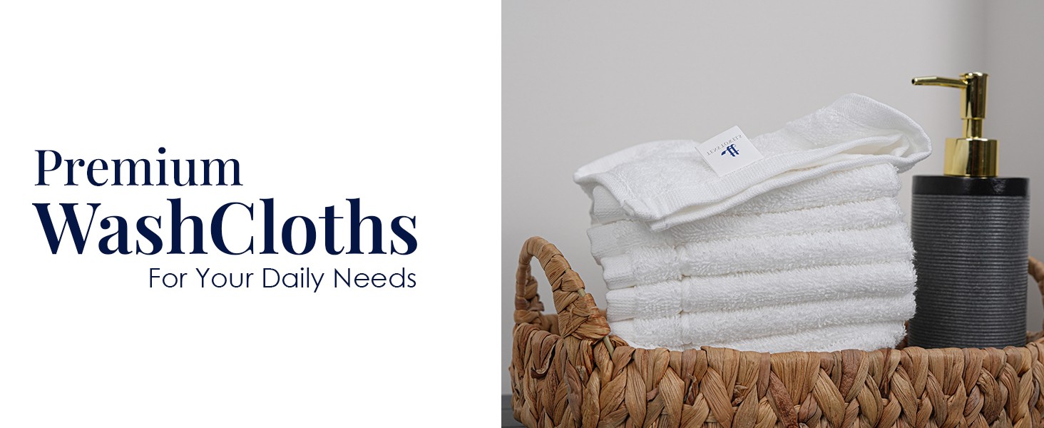 Pack of 60 Washcloths, 12 x 12 Inches, Lighter Weight, Quick to Dry, Super Soft