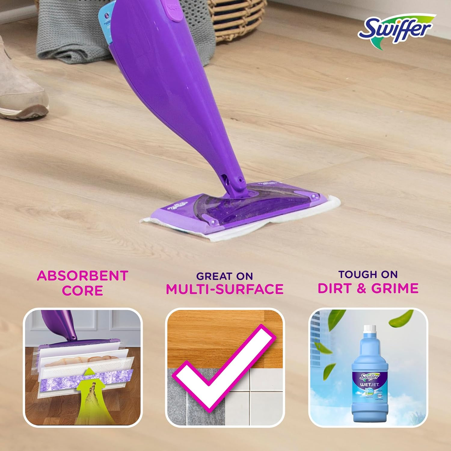 Swiffer WetJet Hardwood Floor Cleaner Spray Mop Pad 24 Count (Pack of 1)
