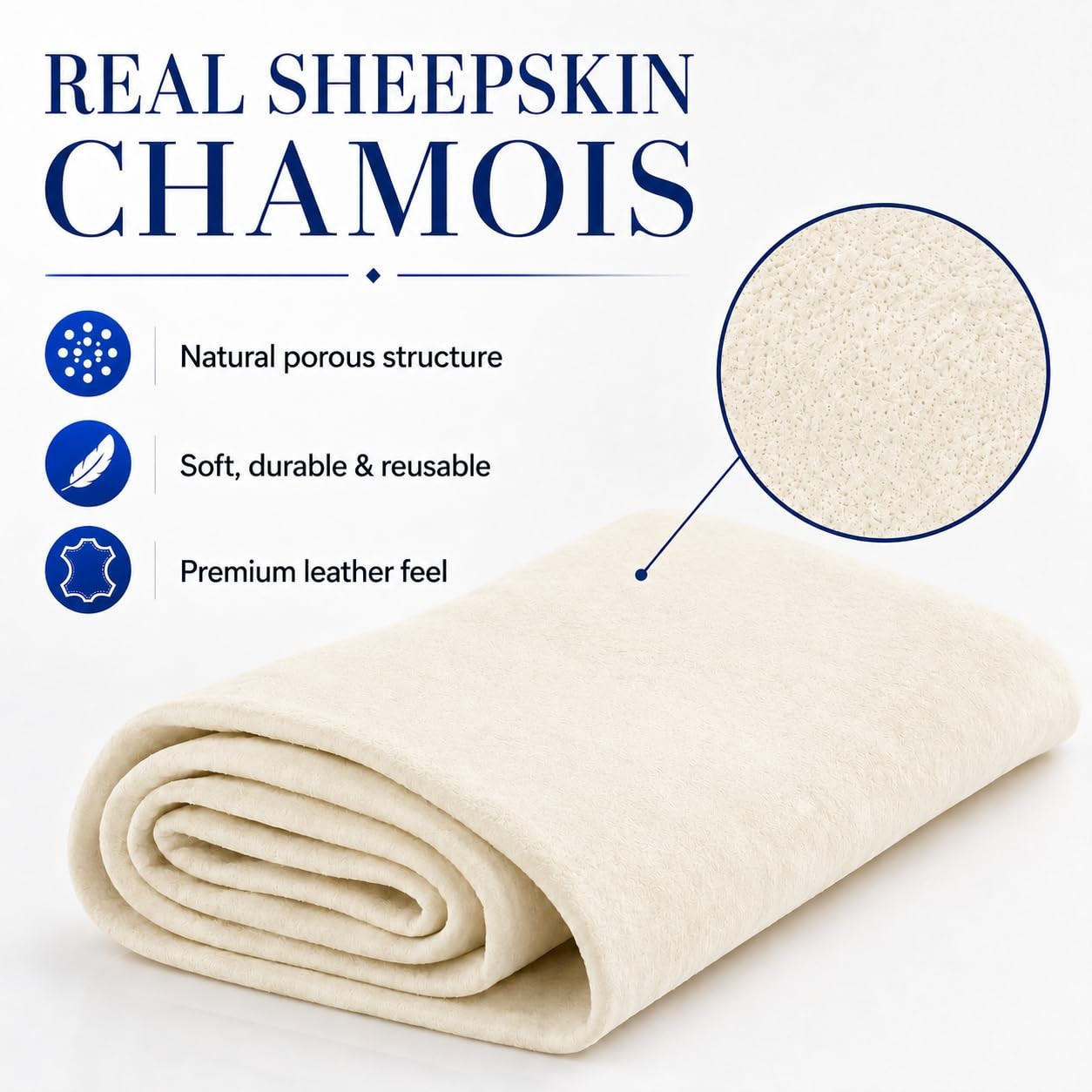 Chamois Cloth for Car – Sheepskin Cleaning Cloth Car Drying Towel Real Sheepskin