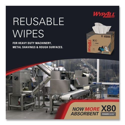 WypAll Power Clean X80 Cloths, HYDROKNIT, BRAG Box, 11.1×16.8, White, 152/Carton