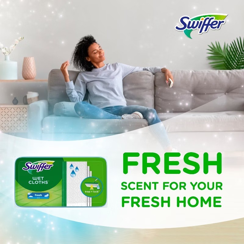 Swiffer Sweeper Wet Mopping Cloths Refills Fresh Scent 24ct Cotton Multi-Surface