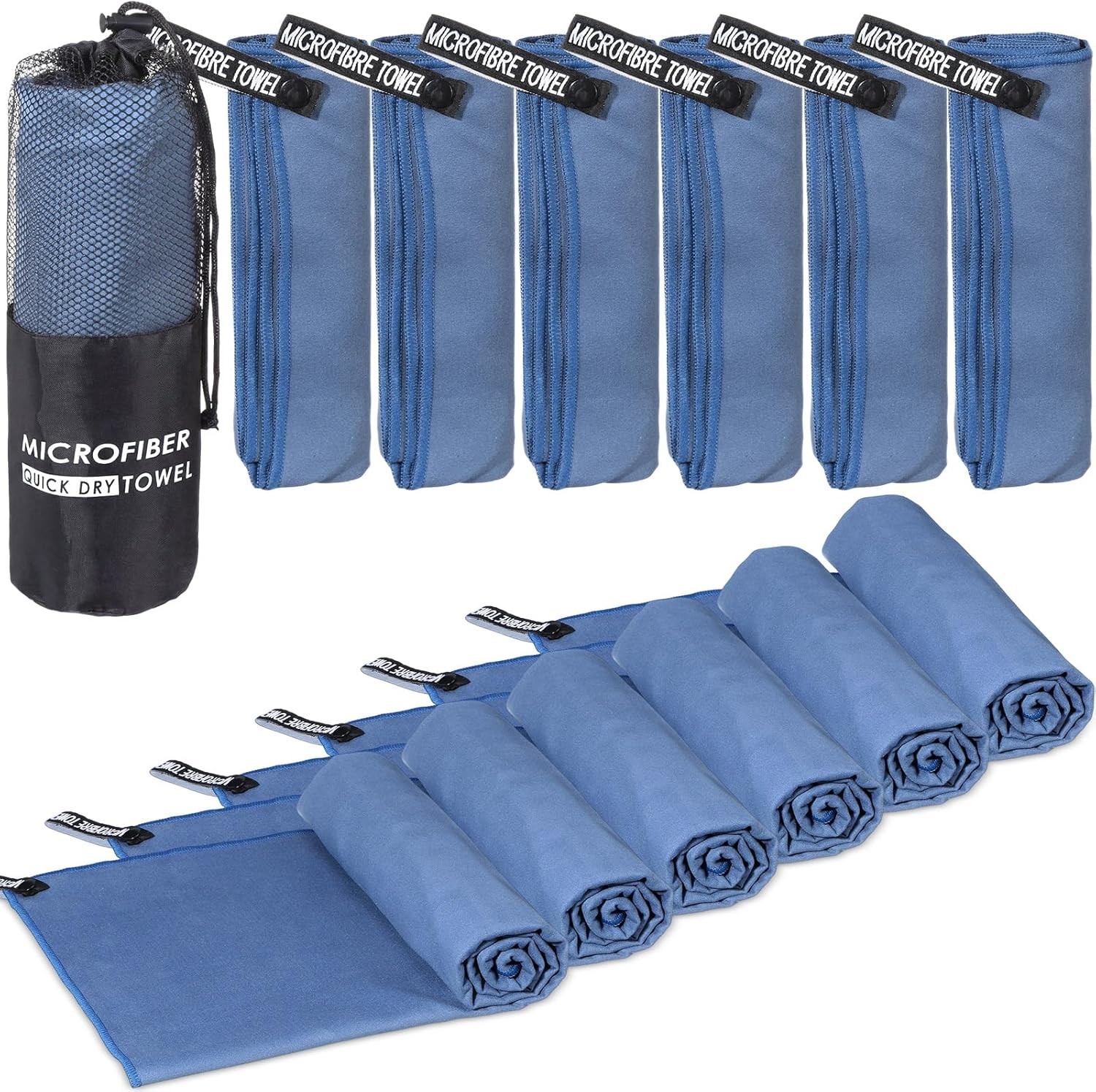 6 Pack Quick Dry Microfiber Towels with Carry Bag, Super Absorbent Soft