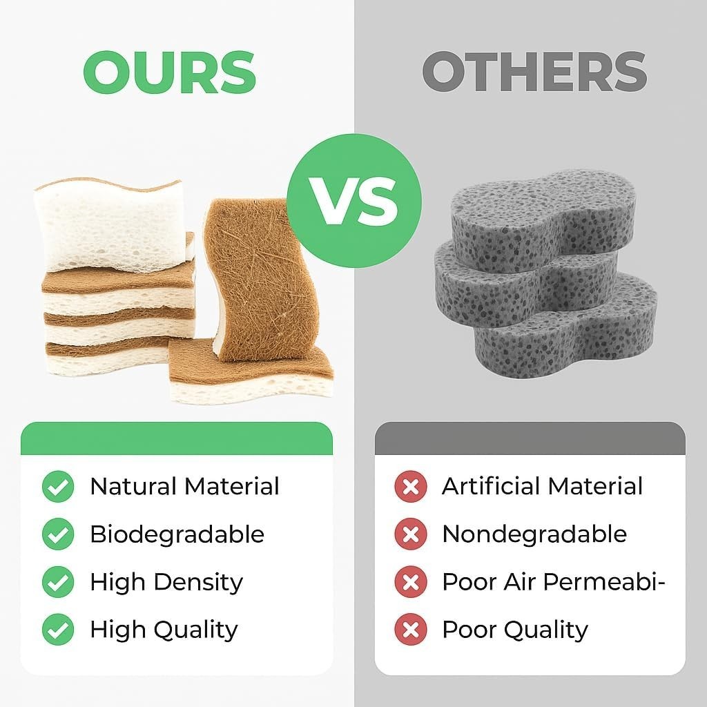 UCCO Eco Friendly Biodegradable Kitchen Sponges 12 Pack – Natural Compostable
