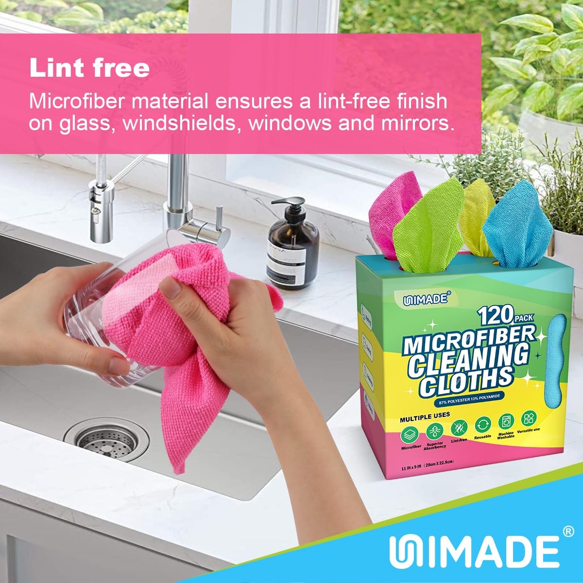 UNIMADE Microfiber Cleaning Cloth, 120 Pack Reusable Paper Towels Microfiber …