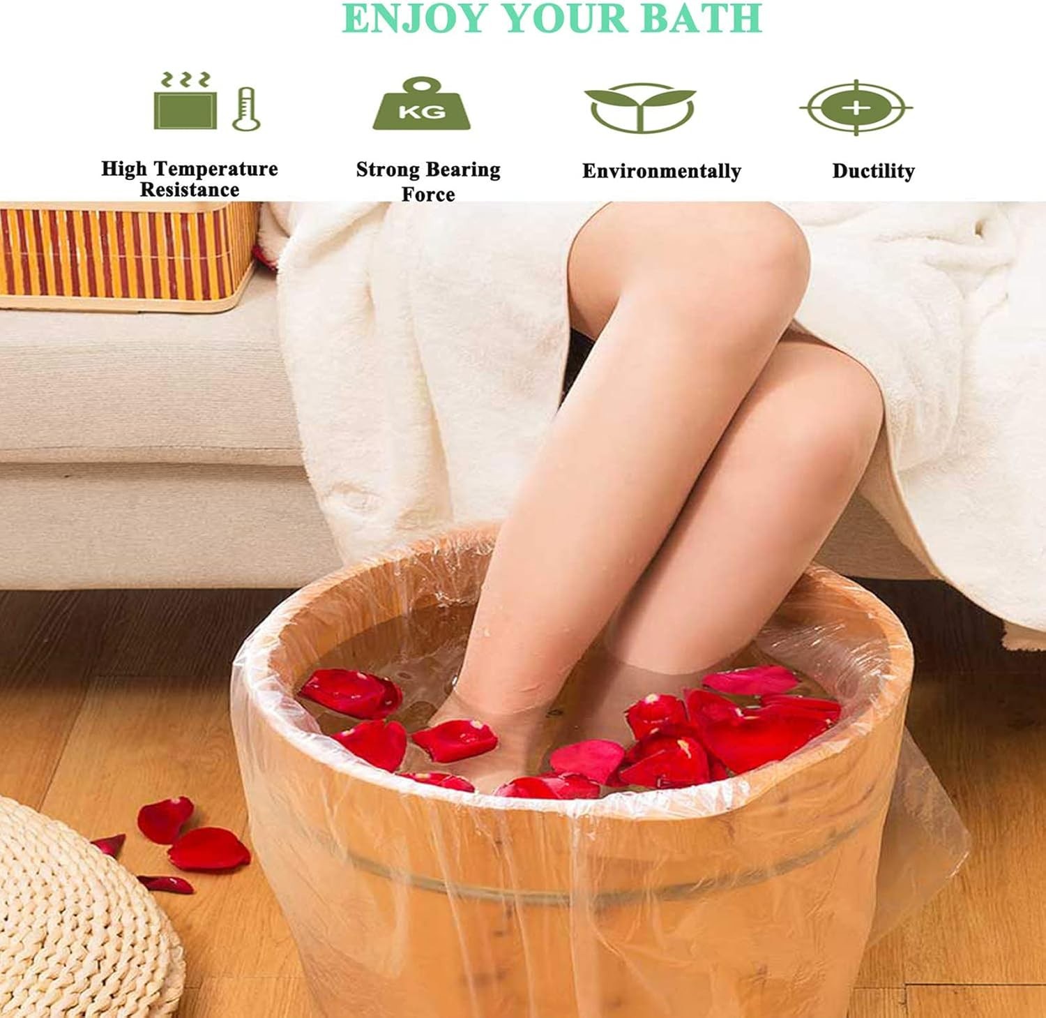 100 pcs Foot Basin Liners for Ionic Detox Foot Tub, Disposable Large Foot Tub