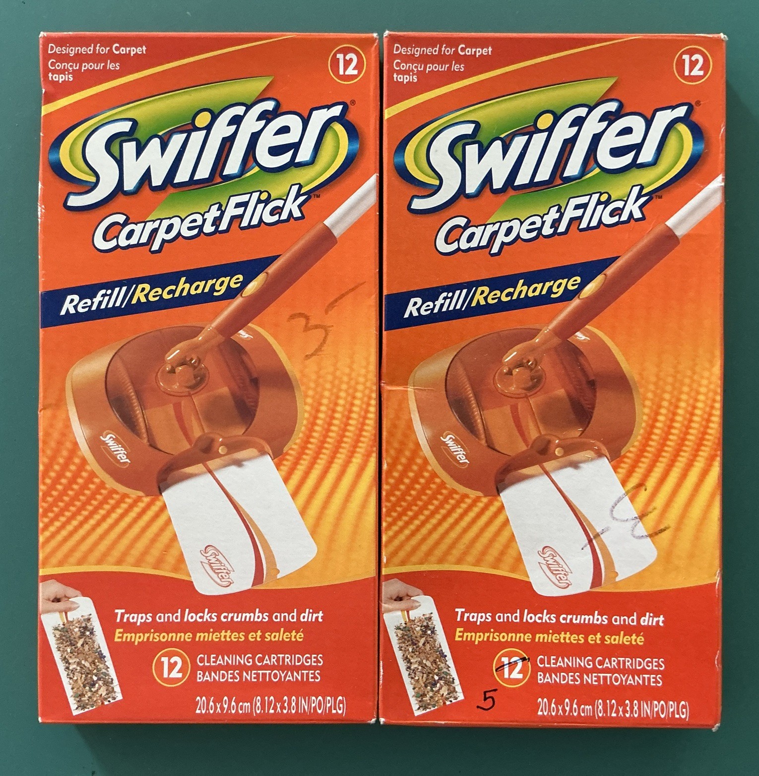 Swiffer CarpetFlick Refill 17 Cleaning Cartridges Sealed Box + 5 Singles in Open