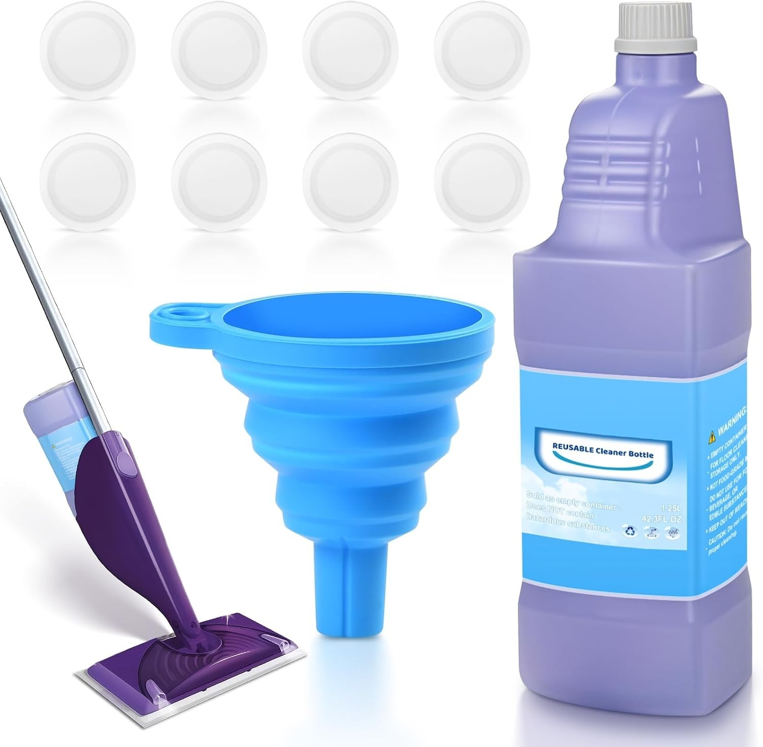 Upgraded Refillable Bottle for Swiffer Wet Jet Mop – 1250ml /42.3 FL OZ, Leak…