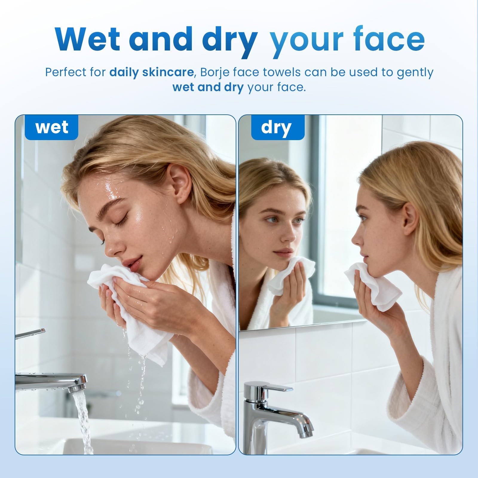 Borje Face Towels XL, Disposable Towel 10″ x 50 Count (Pack of 2), White