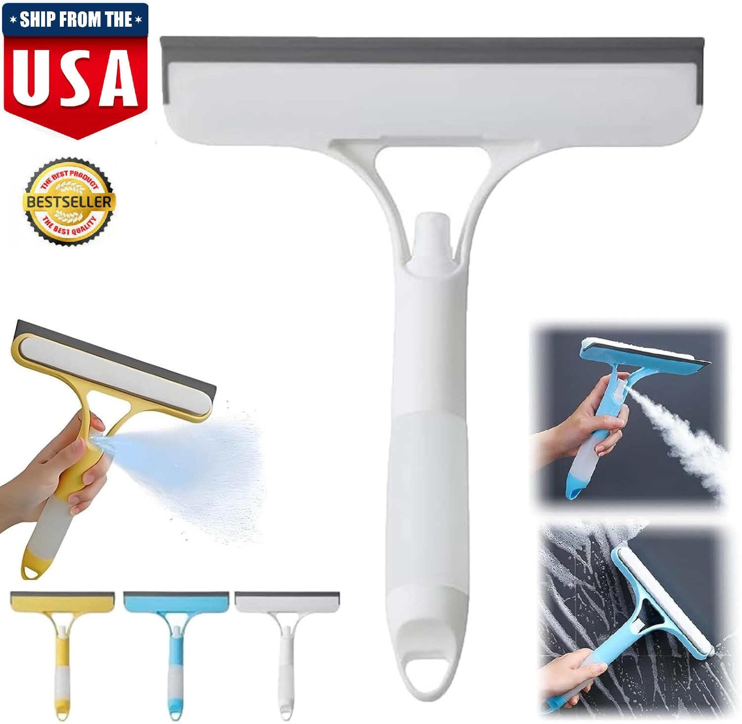 3 in 1 Window Cleaning Scraper Spray Window squeegee Cleaner Tool for Car Home