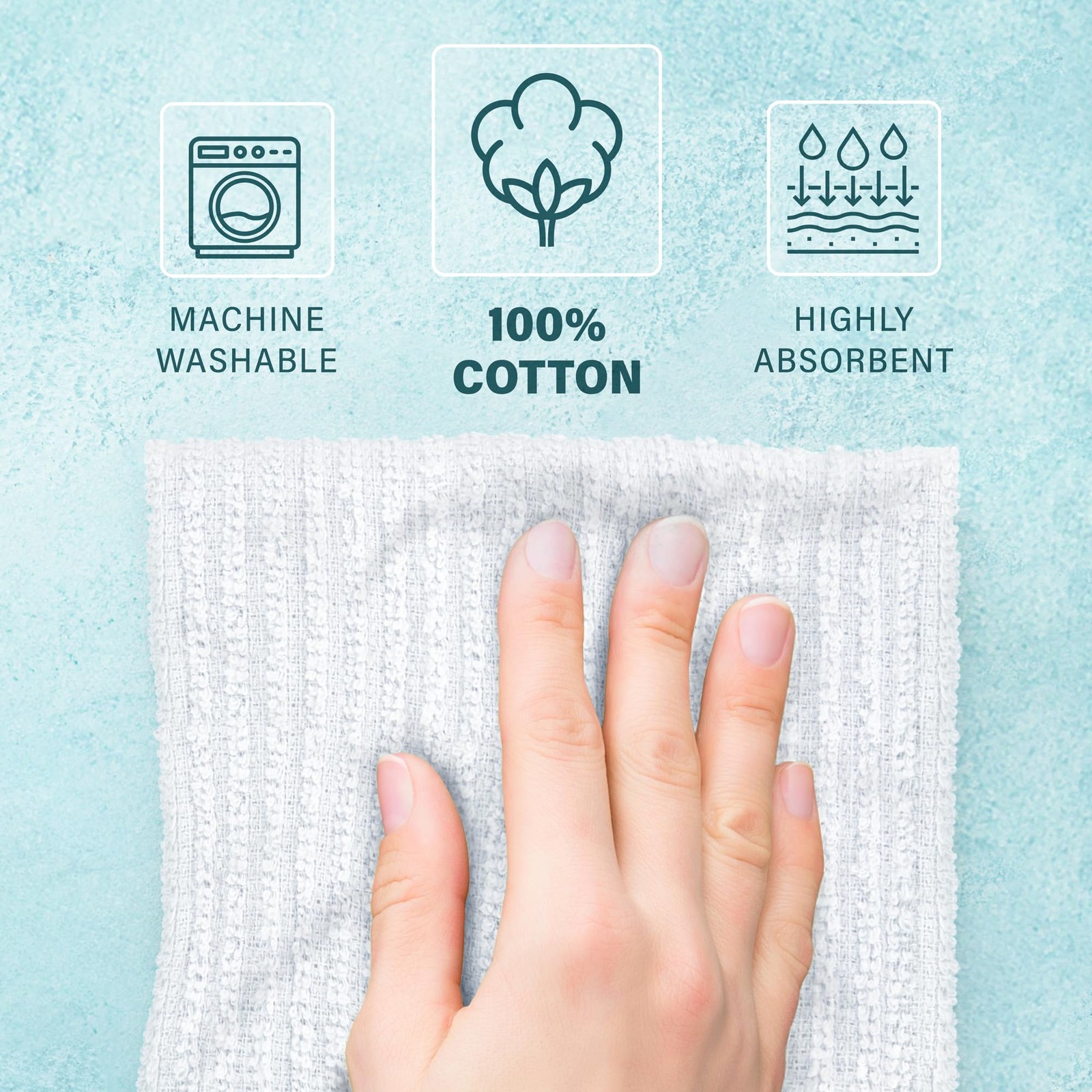12 Pack 100% Cotton Kitchen Towels for Cleaning, 12 x 12 inch, Ultra Absorben…