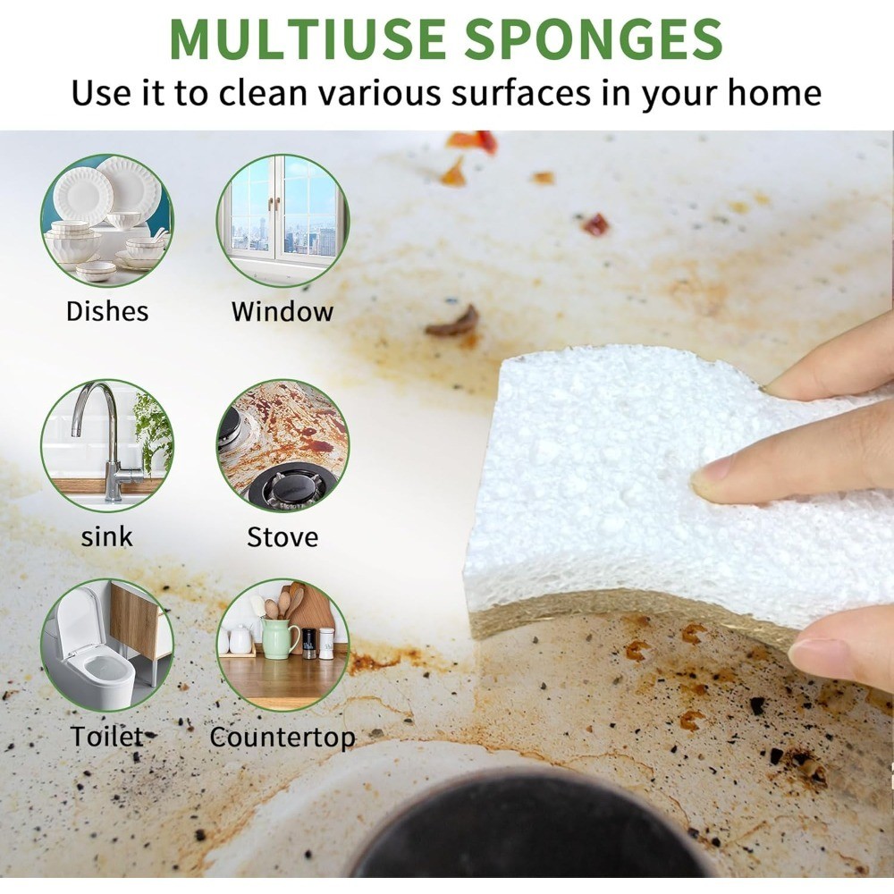Eco Friendly Compostable Kitchen Sponge 9 Pack Biodegradable Cellulose Coconut