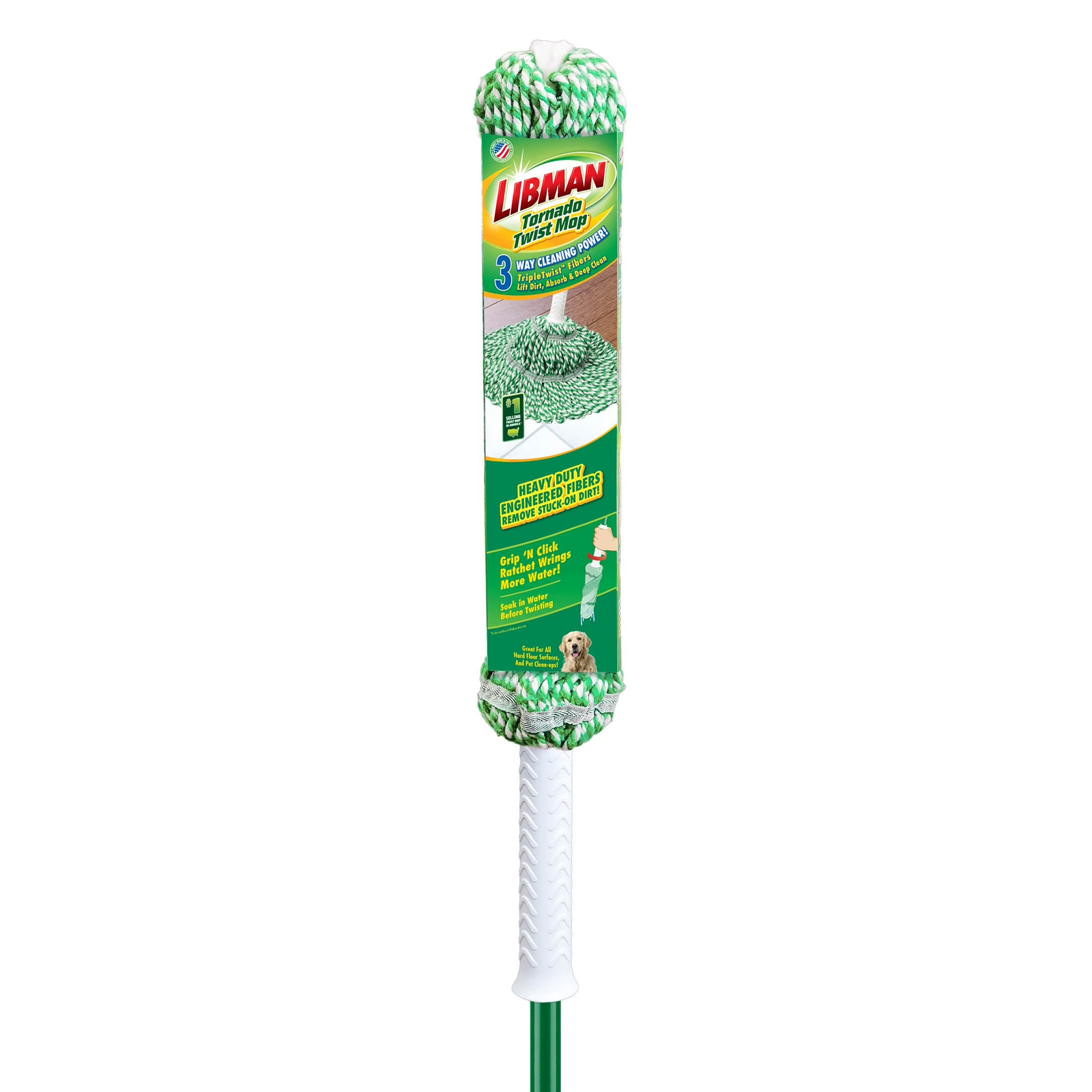 Libman Tornado Twist Mop Cotton Blend Head Steel Handle Green White 55.5″ NEW