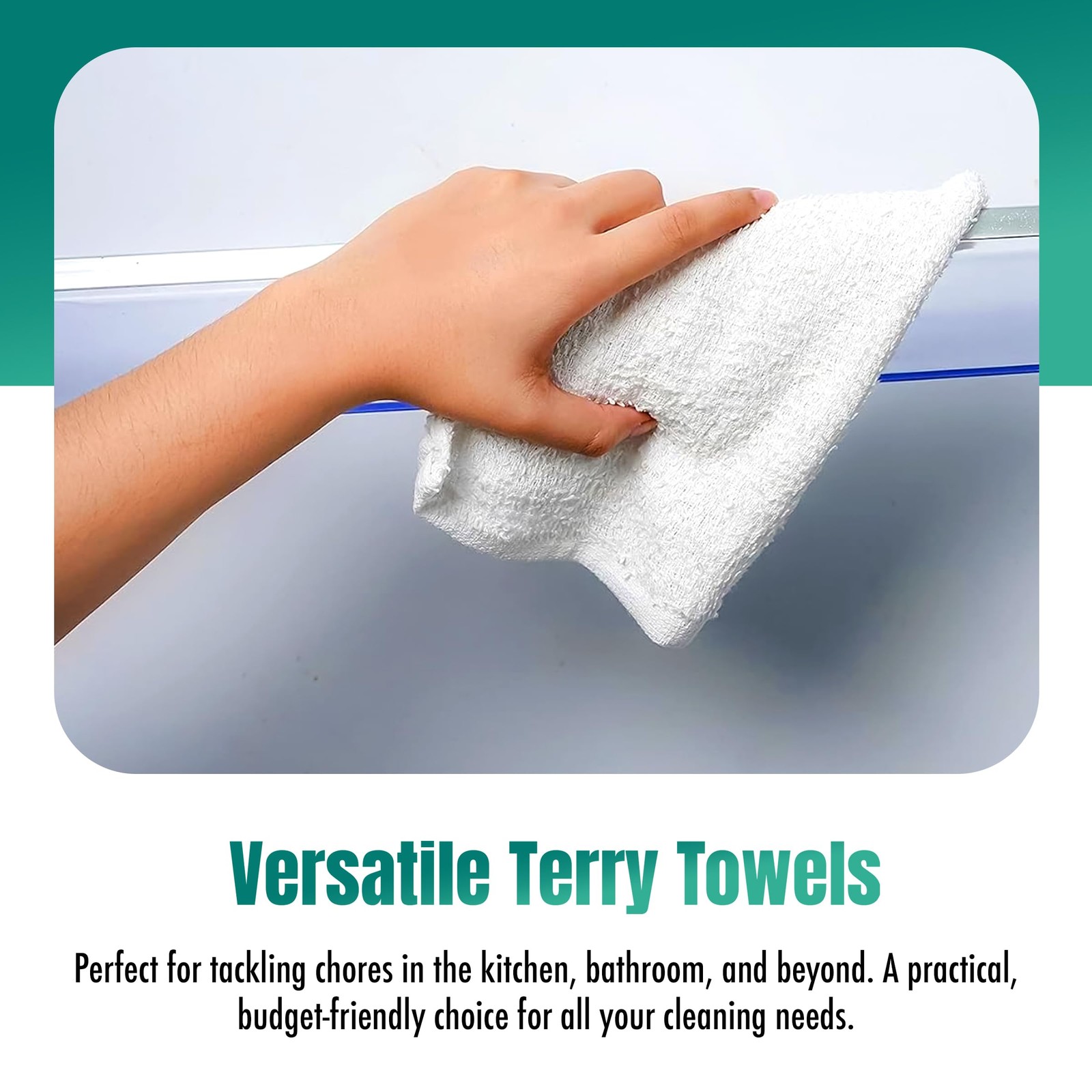 Terry Towels Pack of 24 (14″ X 17″ Inches) 100% Cotton Terry Barmop Towels –