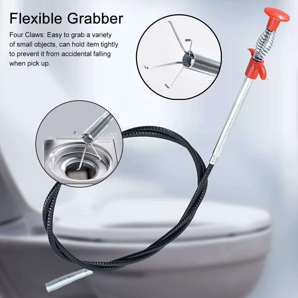 1PC Spring Pipe Dredging Tool 0.6M-3M Drain Snake Clog Remover Cleaning Stick US