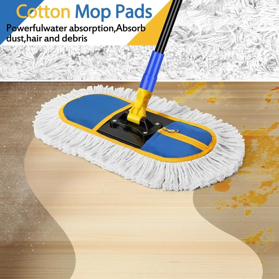 16 Inch Commercial Dust Mop for Floor Cleaning – Industrial Wet Dry Broom wit…
