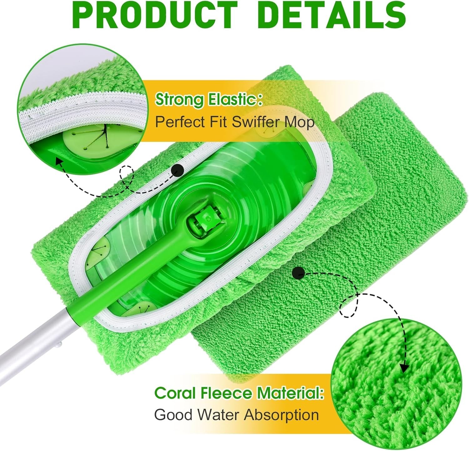 12-Pack Reusable Microfiber Mop Pads for 10-Inch Mops – Eco-Friendly Cleaning