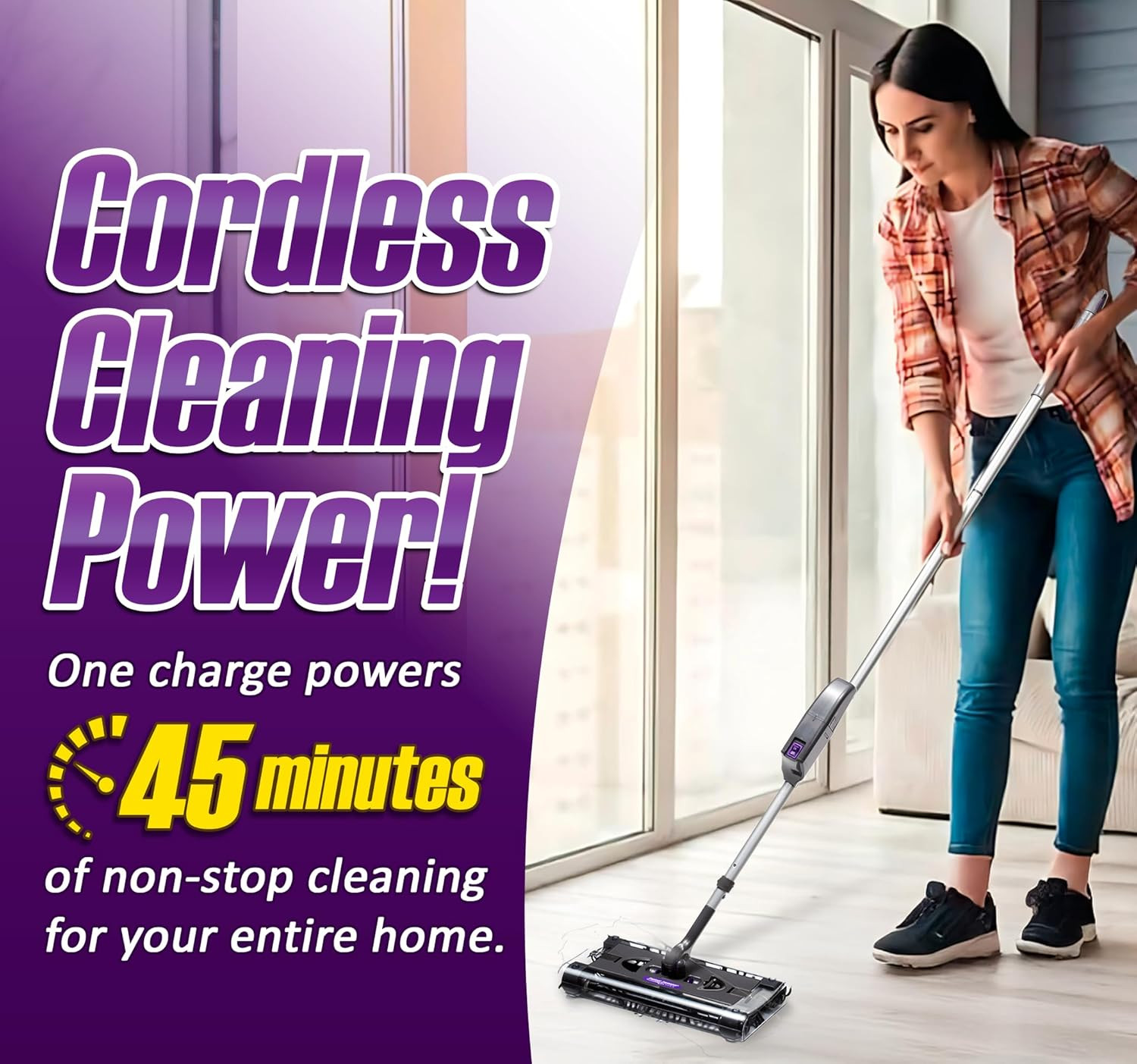 Swivel Sweeper Max – Cordless Electric Floor and Carpet Sweeper with Rotating