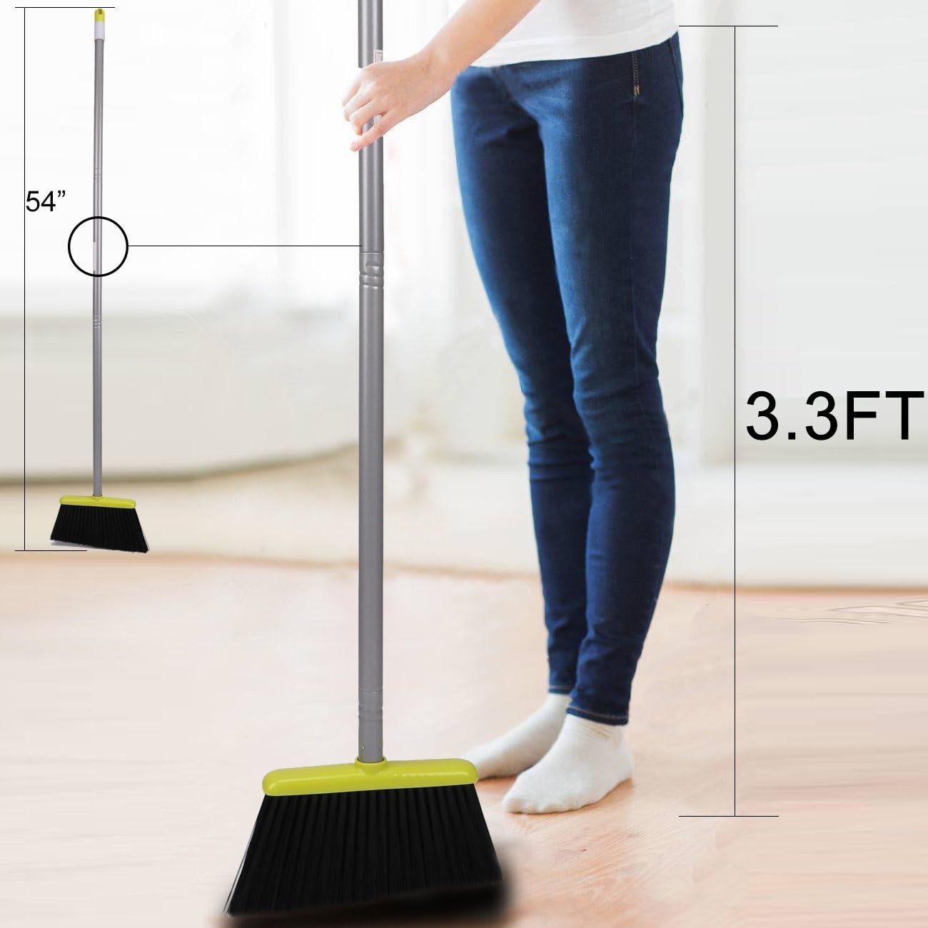 TreeLen Broom and Dustpan Set, TreeLen Broom with Dust Pan with Long Handle C…