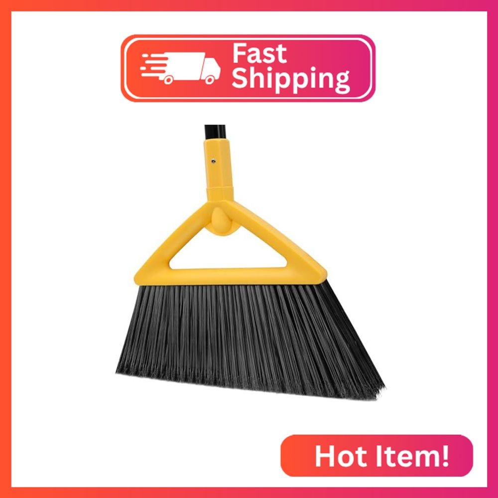 Szjyhqy Heavy Duty Angle Broom – Yellow Broom for Outdoor & Indoor, Garage, Driv